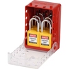 Boîte de consignation de groupe ultra-compacte + 6 cadenas jaunes à clés identiques, Rouge, 12